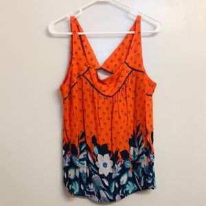 Bright flowy summer top, back cutout Anthropologie